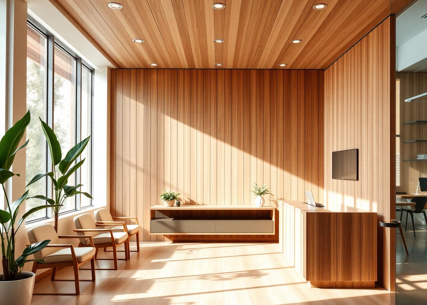 Sunlit modern fertility clinic waiting area