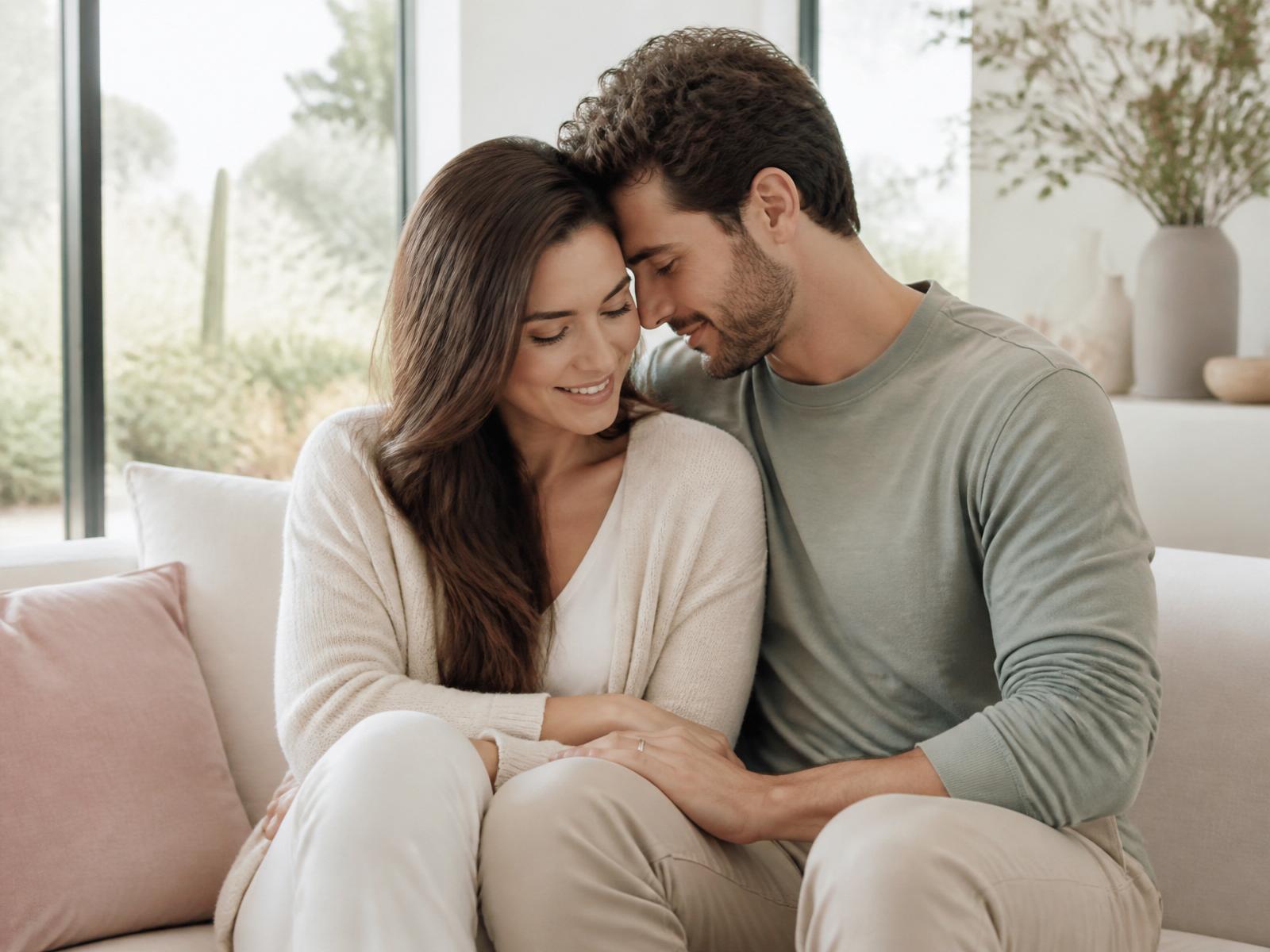 Hopeful couple in soft natural light